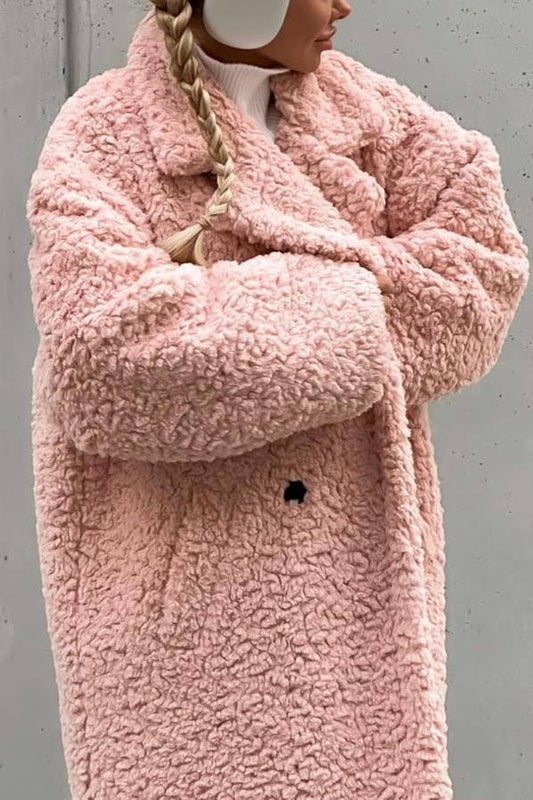 Cuddle Me Plush Trench Coat- Blush
