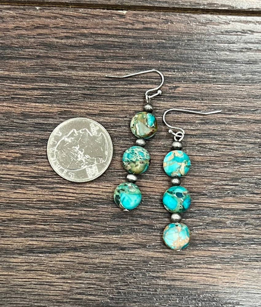 724698, Handmade Rondelle Gemstone Liner Earrings