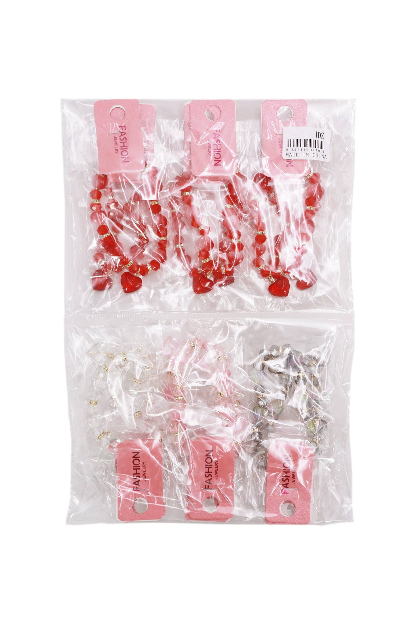 Valentine Heart Bling Faux Glass Bead Bracelet