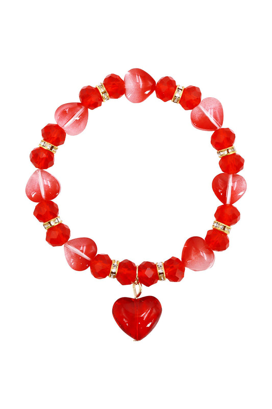 Valentine Heart Bling Faux Glass Bead Bracelet
