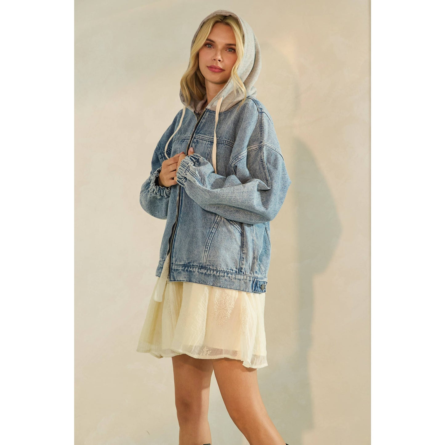 Frankie Hooded Zip Denim Jacket