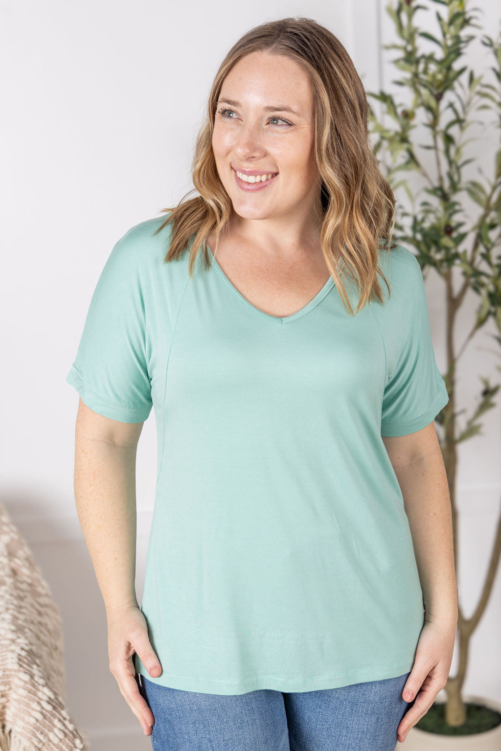 IN STOCK Bamboo V Neck Tee - Mint