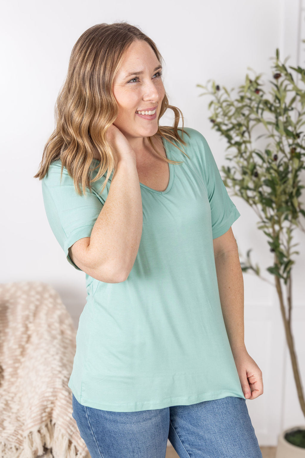 IN STOCK Bamboo V Neck Tee - Mint