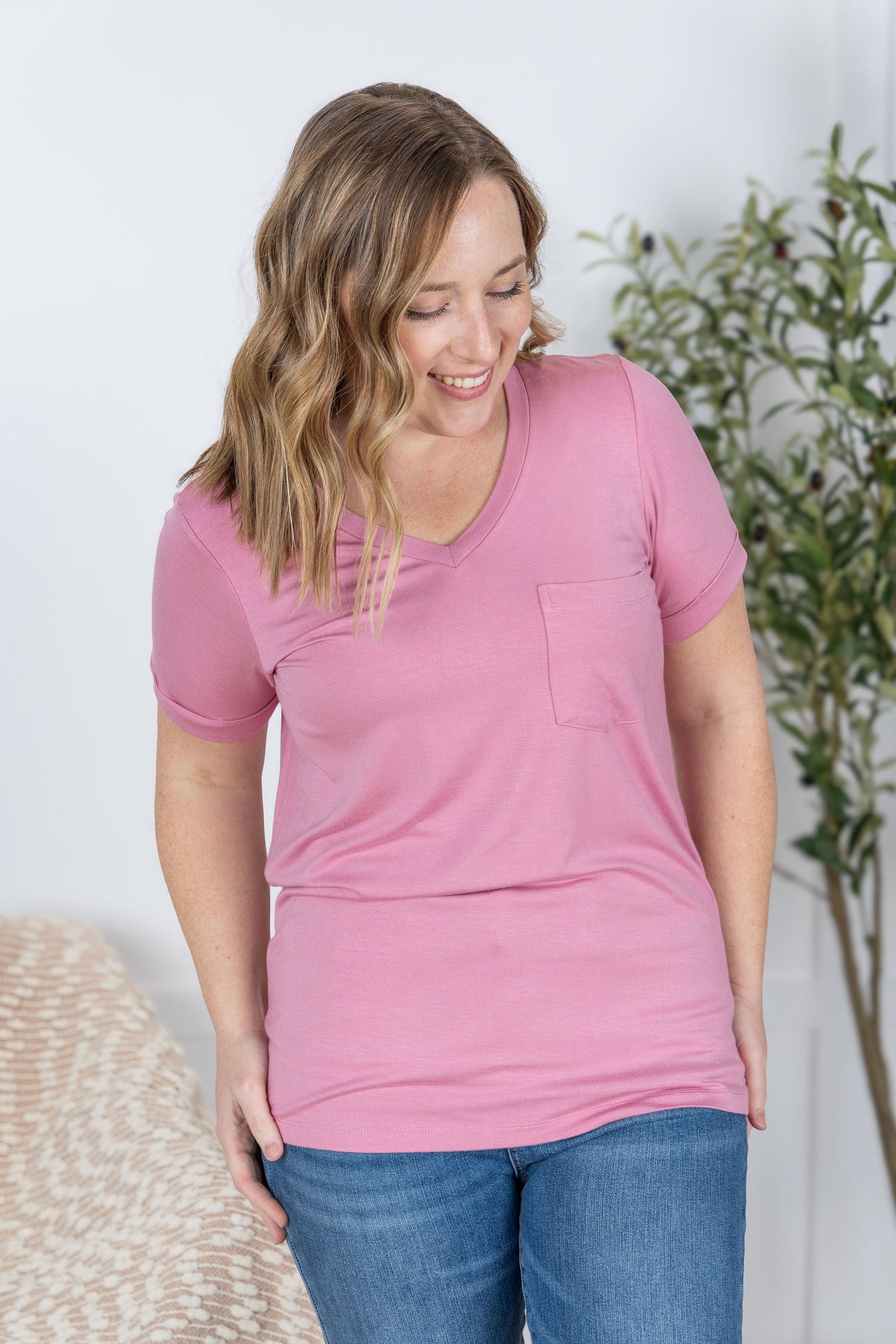 IN STOCK Sophie Pocket Tee - Rose