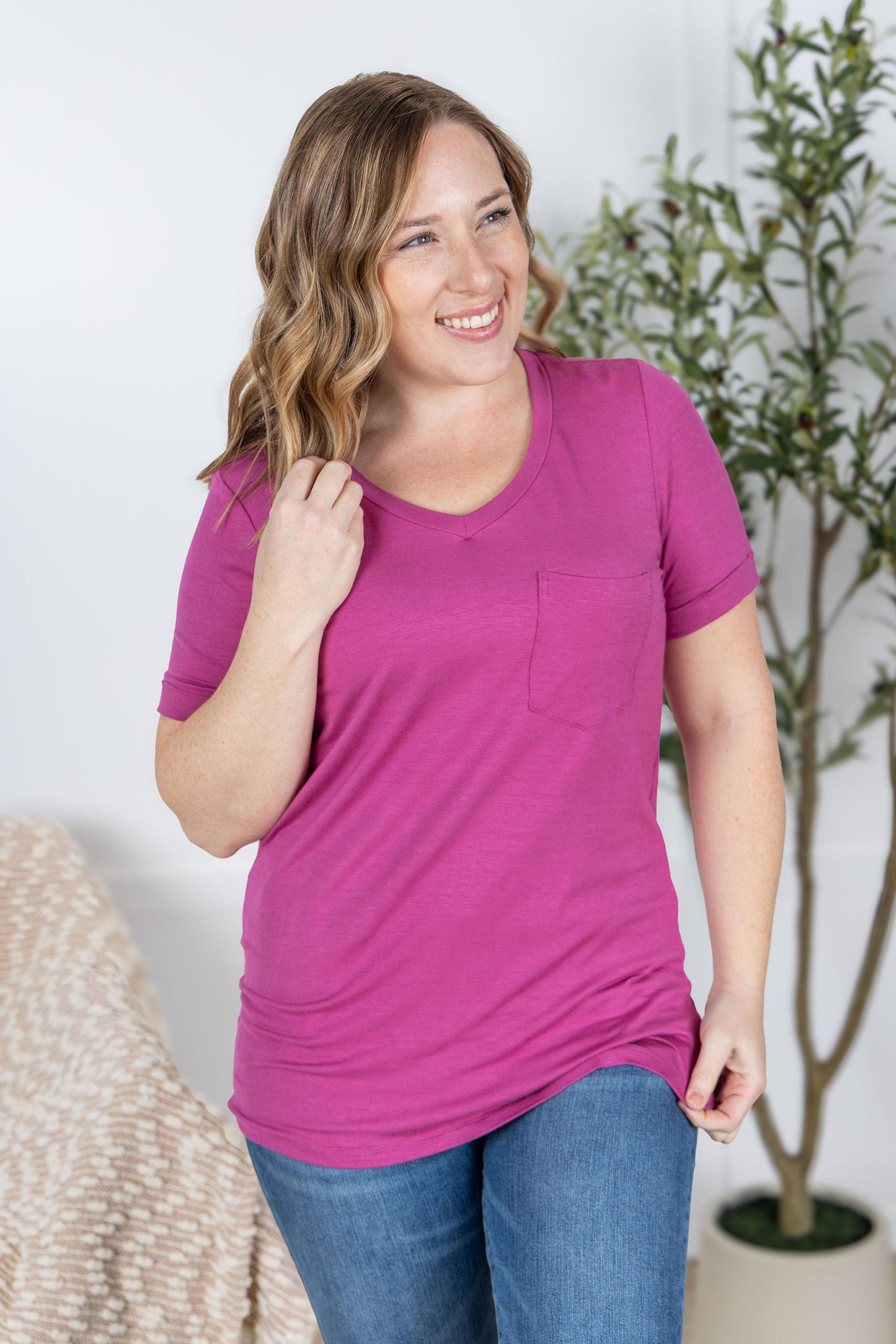 IN STOCK Sophie Pocket Tee - Magenta