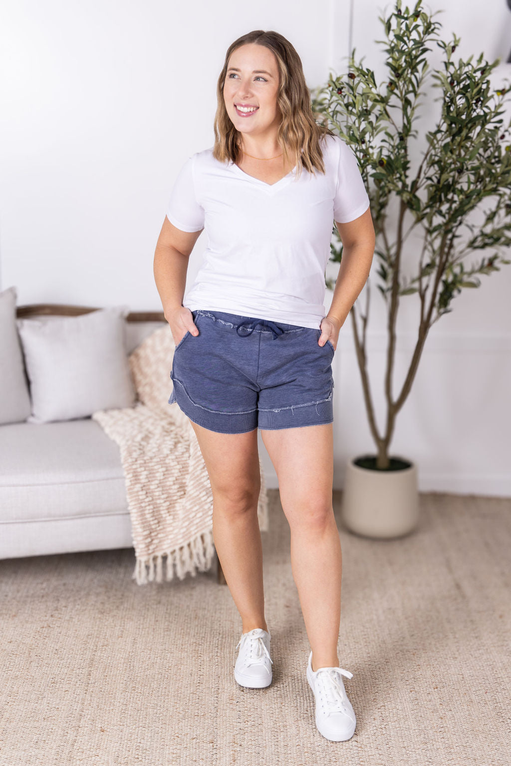 IN STOCK French Terry Stevie Shorts - Nautical Navy