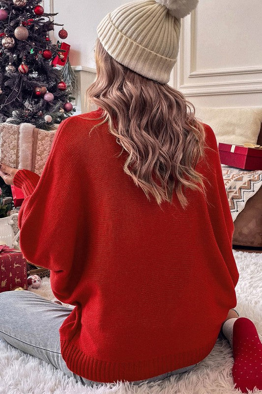 LOVE Turtleneck Sweater- Red