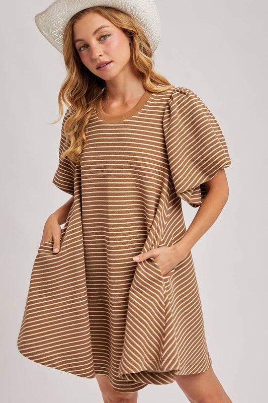 Autumn Stripe Dress- Ginger Snap
