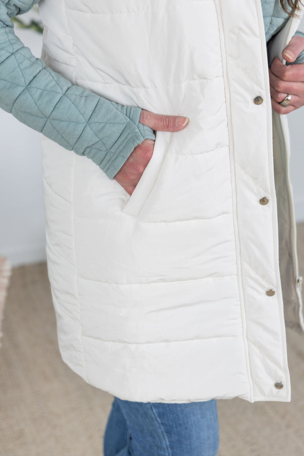 Harlow Long Vest - Cream