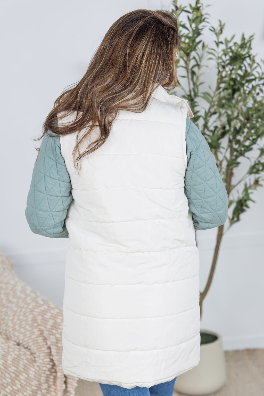 Harlow Long Vest - Cream