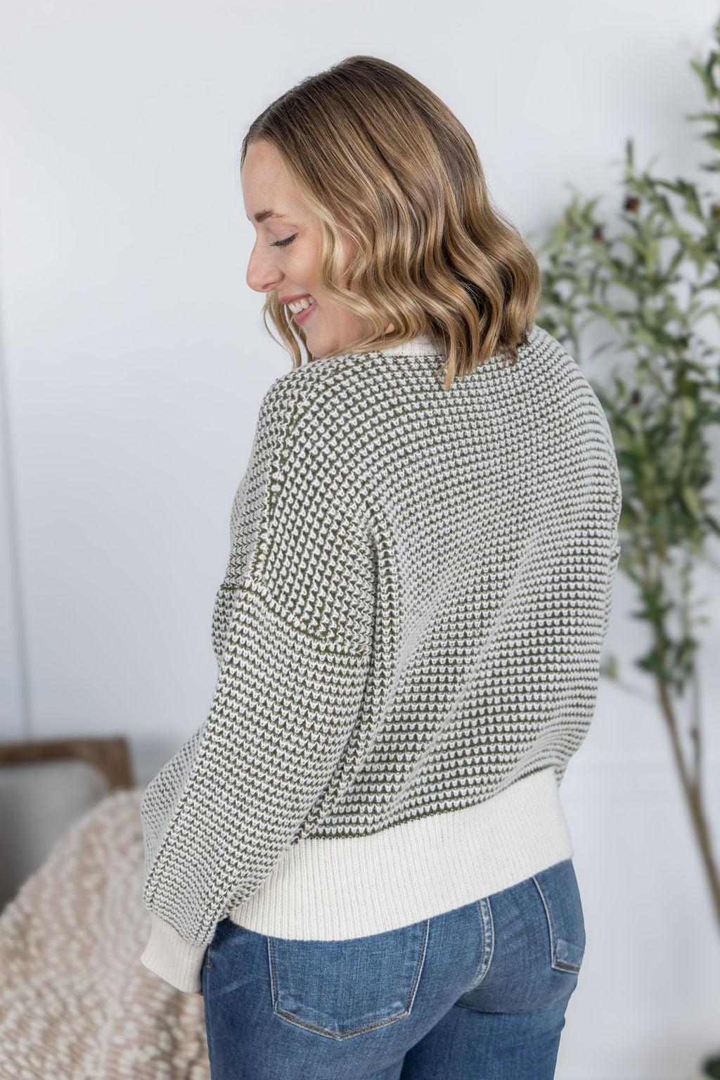 IN STOCK Charlotte Sweater - Olive and Cream