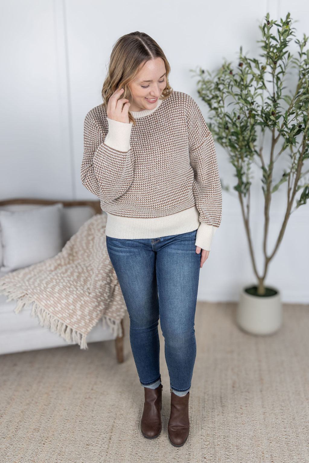 IN STOCK Charlotte Sweater - Mocha and Cream