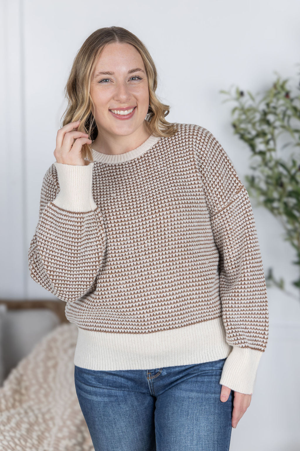 IN STOCK Charlotte Sweater - Mocha and Cream