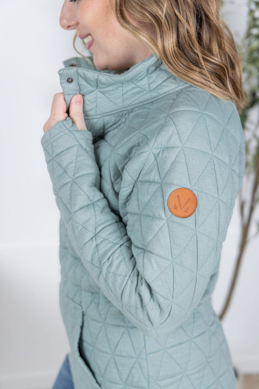 Geometric Button Snap Pullover - Sage