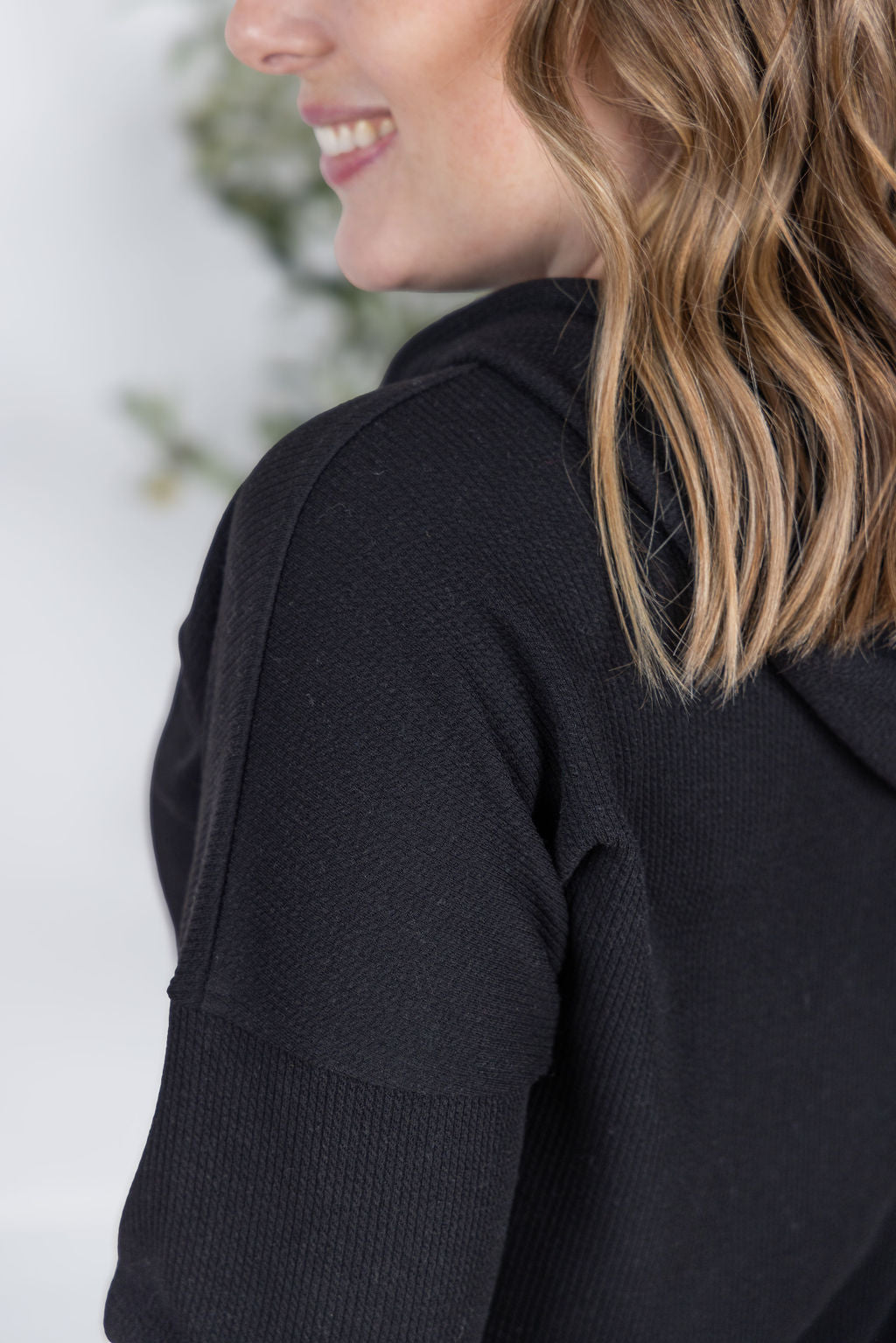 IN STOCK Kacey Ribbed Hoodie - Black