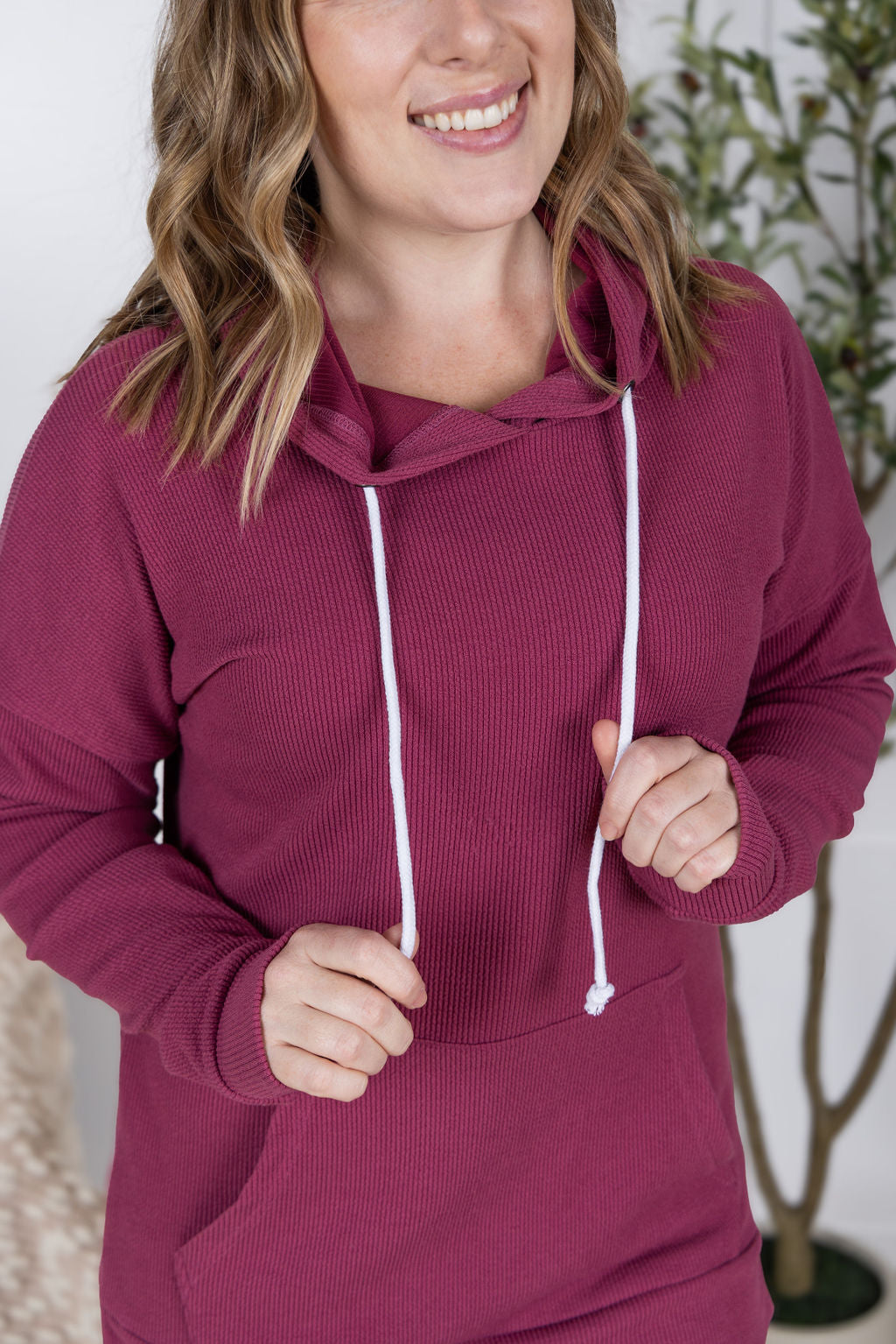 IN STOCK Kacey Ribbed Hoodie - Mulberry