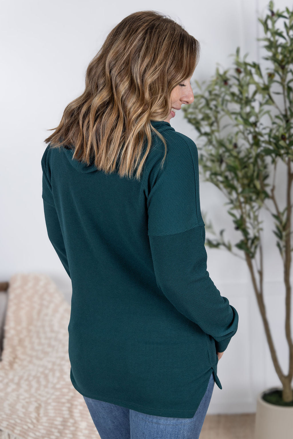 IN STOCK Kacey Ribbed Hoodie - Deep Teal