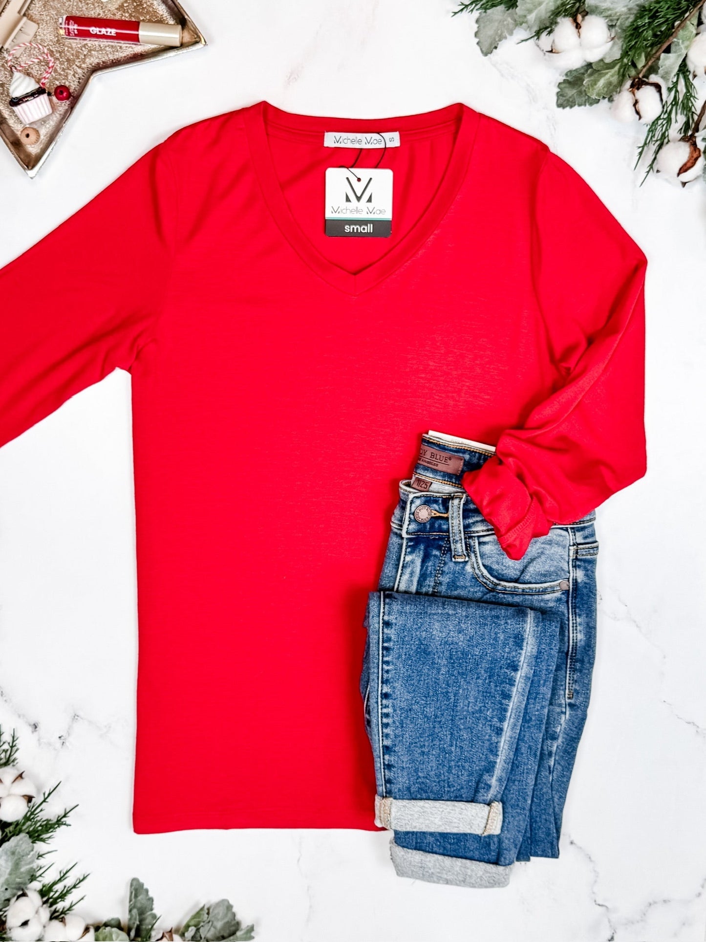 Larissa Long Sleeve Top- Red