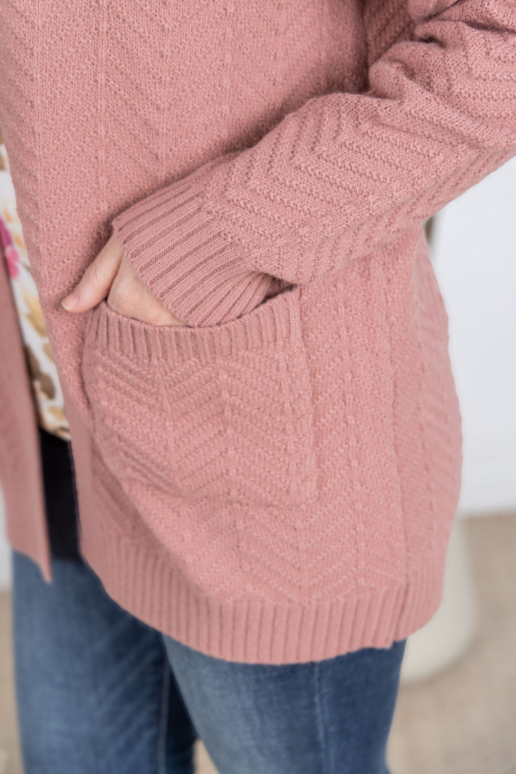 Billie Open Knit Cardigan - Dusty Rose
