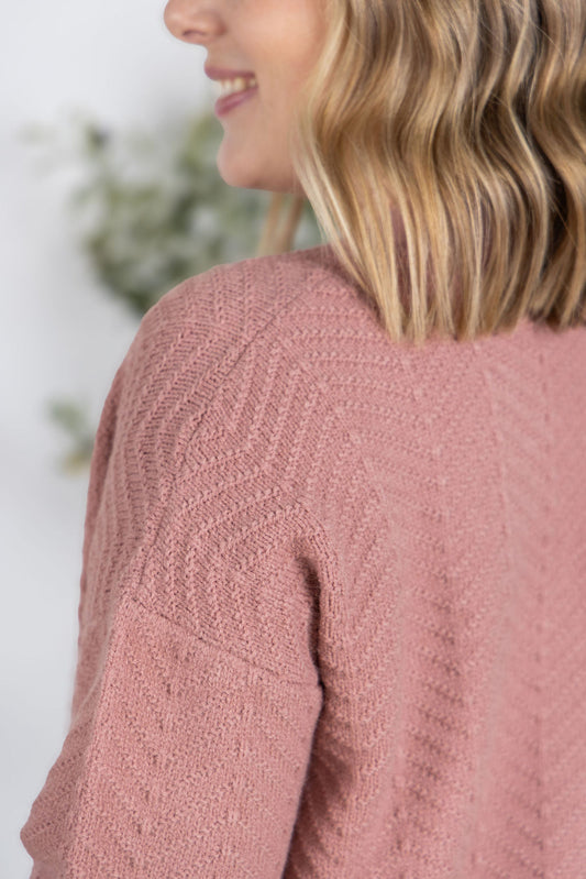 Billie Open Knit Cardigan - Dusty Rose