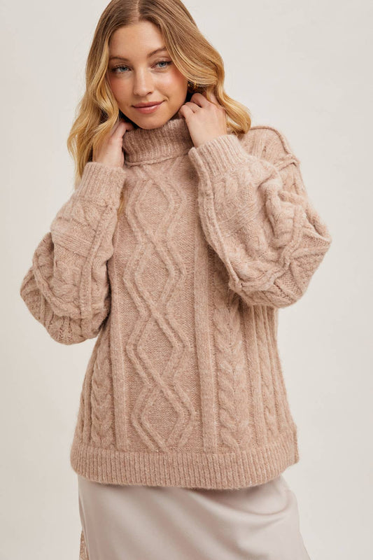 Fisherman's Cable Knit Sweater- Latte