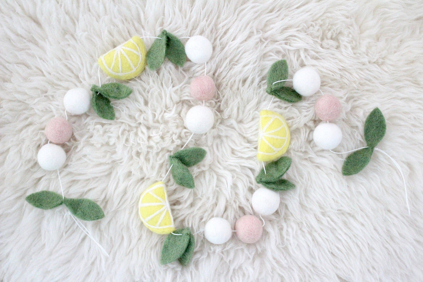 Lemons & Leaves Felt Ball Garland