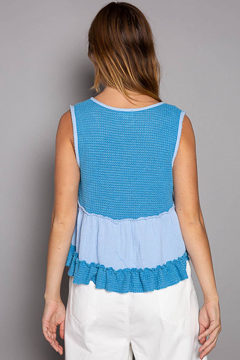 POL Adrian Contrast Cropped Babydoll Tank