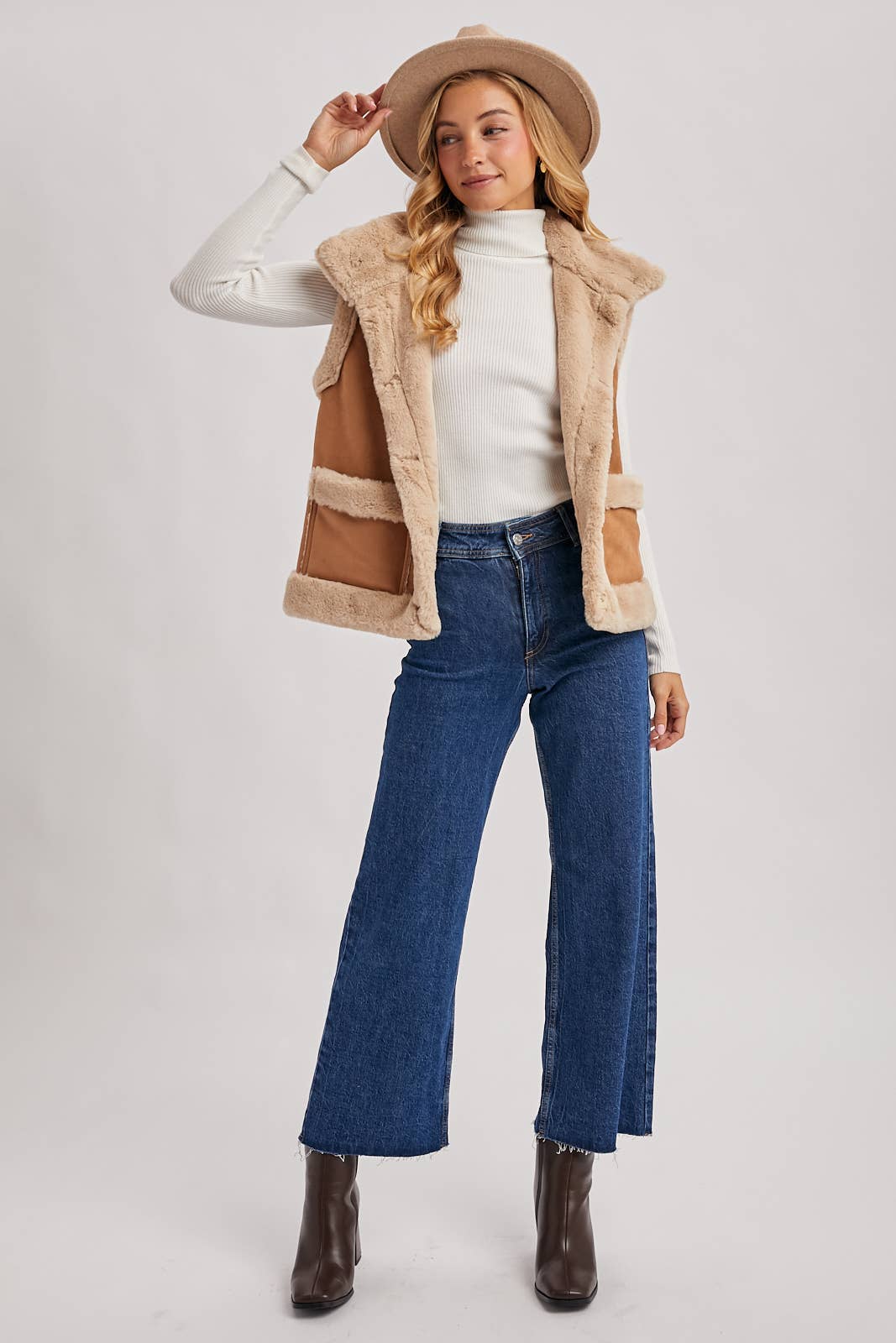 Faux Sherling Suede Vest