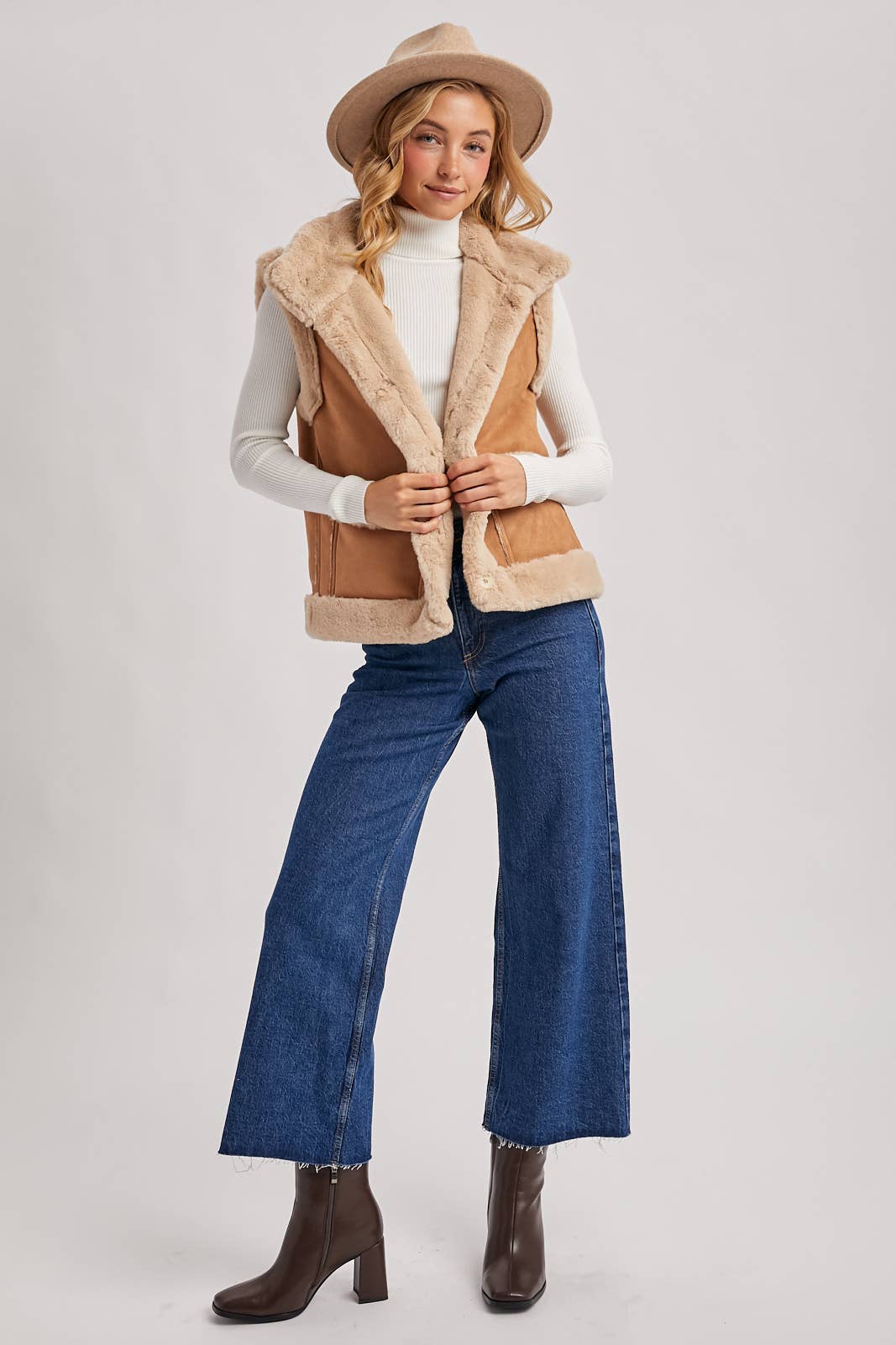 Faux Sherling Suede Vest