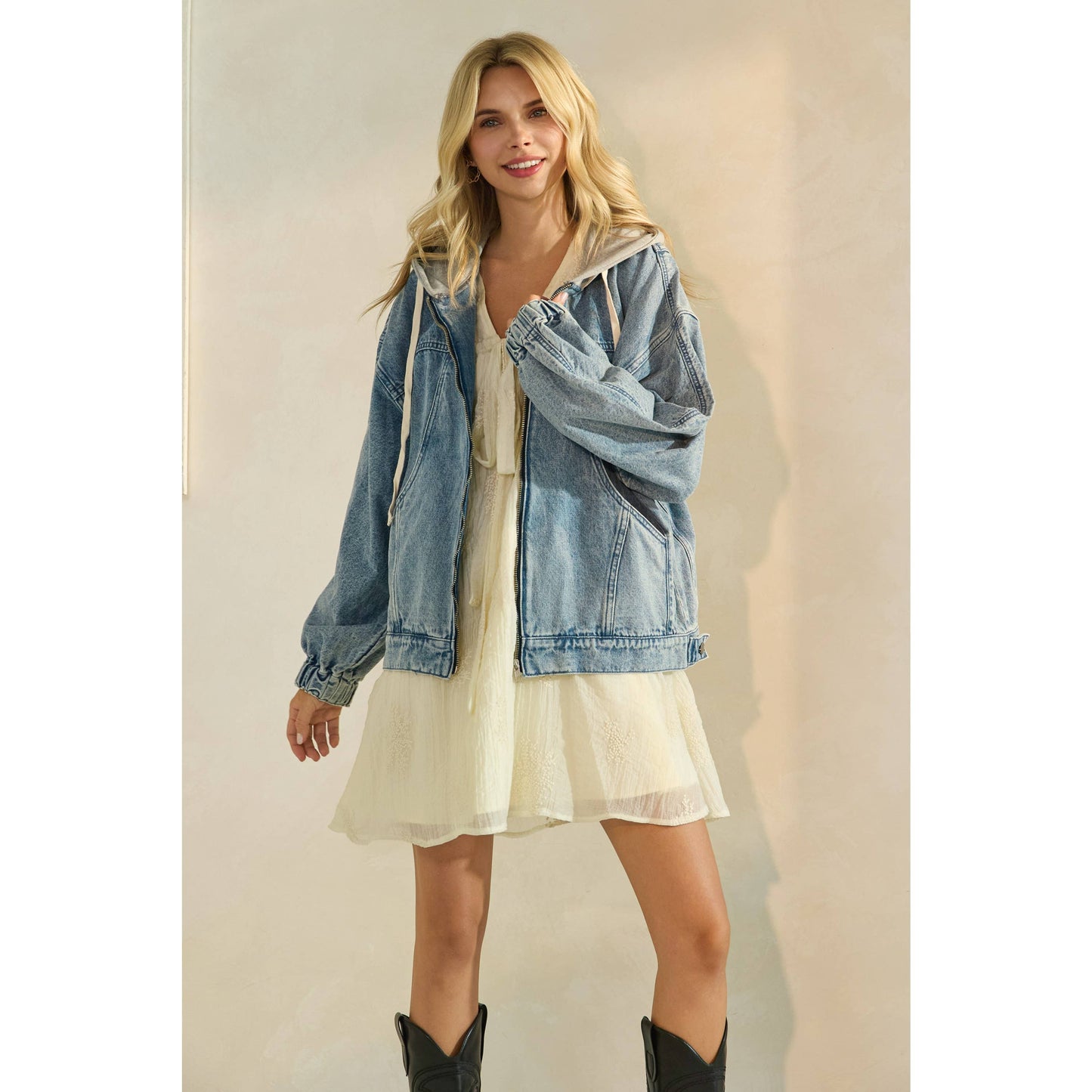 Frankie Hooded Zip Denim Jacket