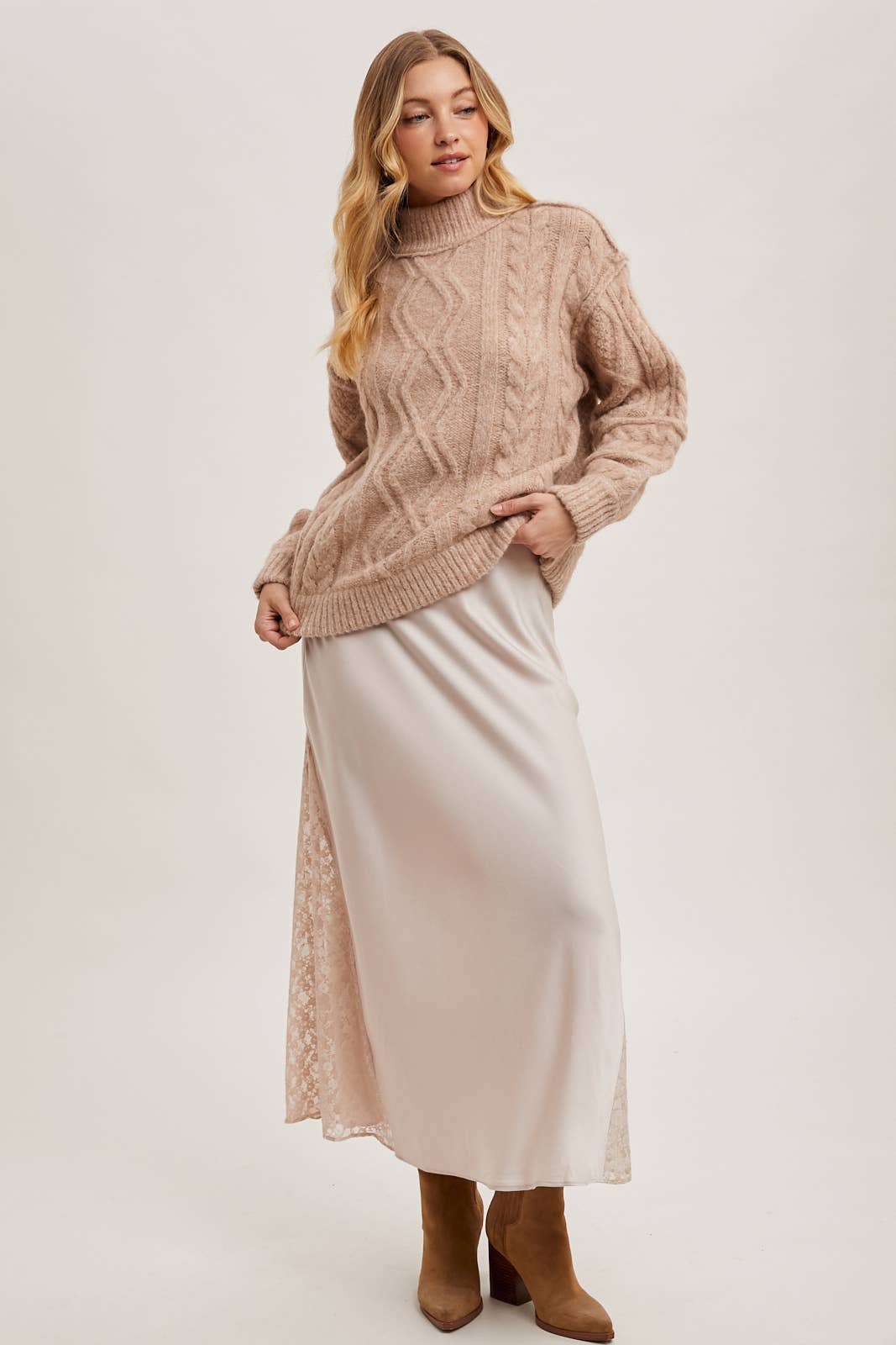 Fisherman's Cable Knit Sweater- Latte