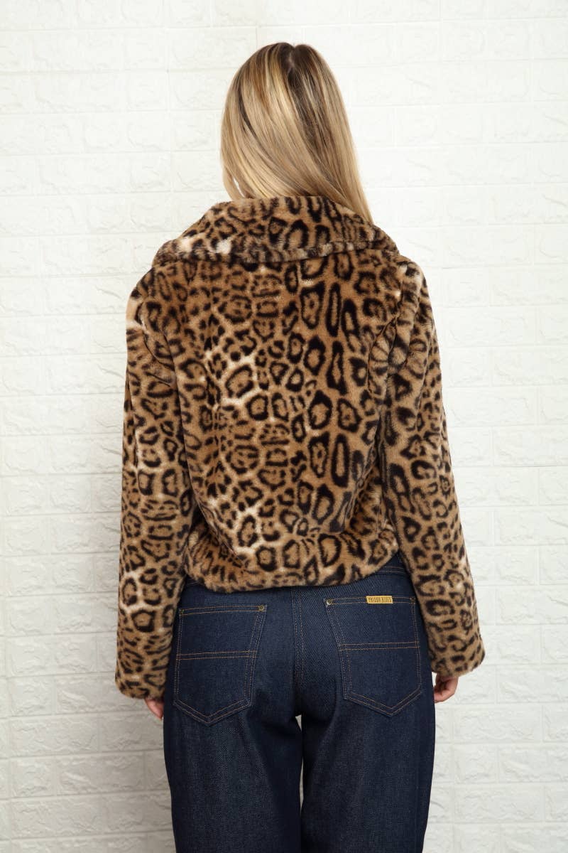 Kat Printed Faux Fur Jacket