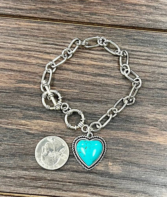 711613, Heart Turquoise Adjustable Bracelet