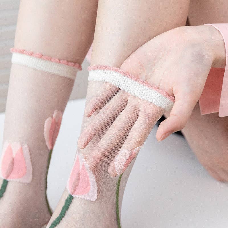 Tip Toe Through The Tulips Mesh Socks