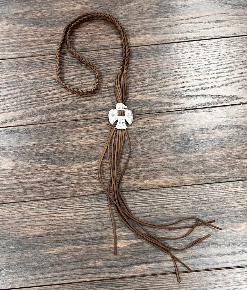 733811, Handmade Thunderbird Leather Necklace