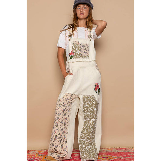 POL August Floral Overalls