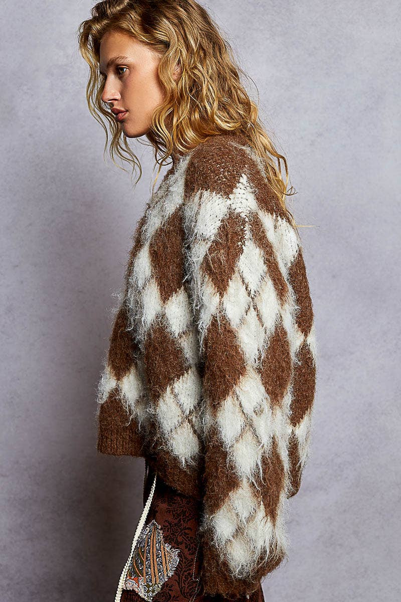 POL Charlie Argyle Mohair Sweater