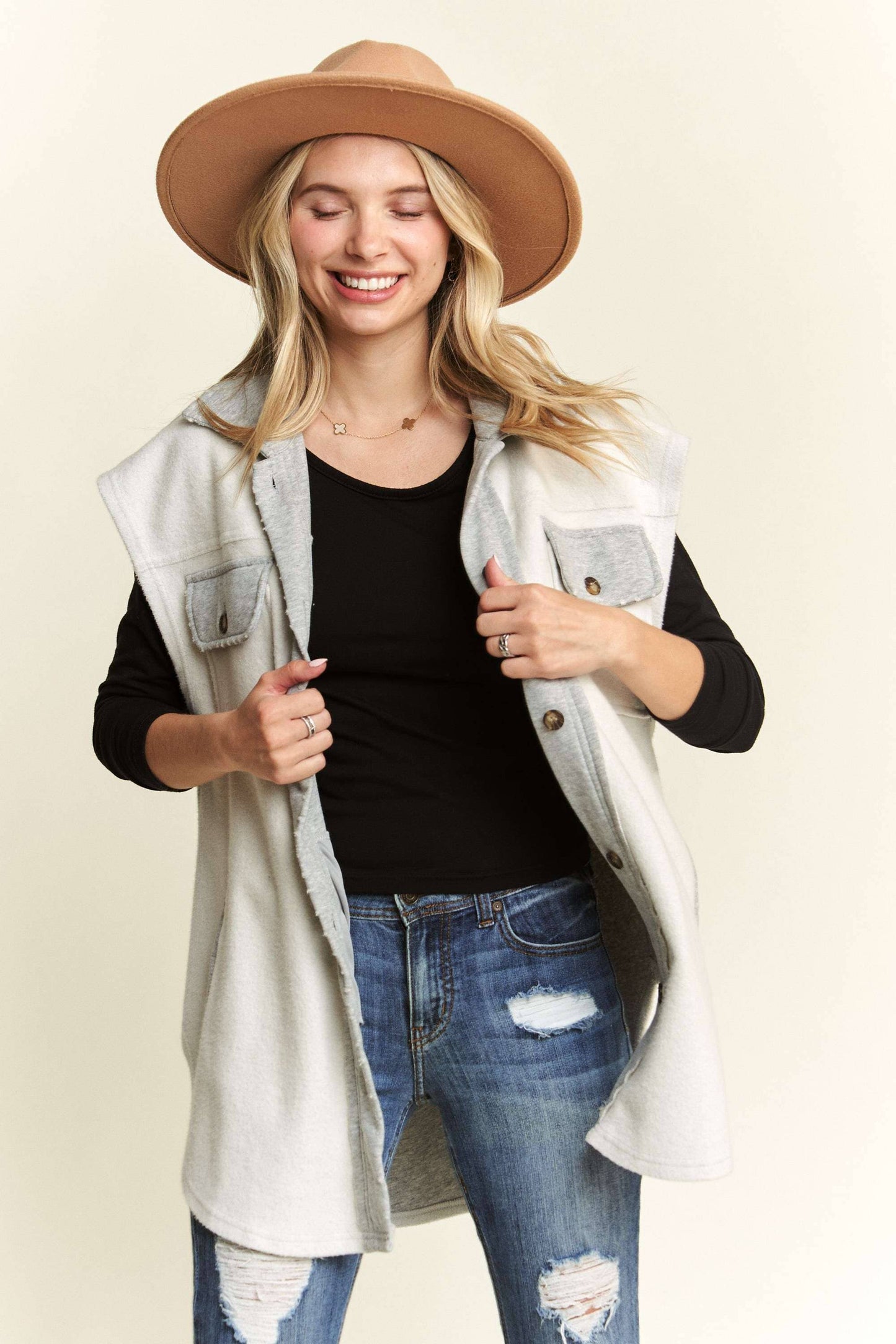 Lynn Vintage Vest- Heather Grey