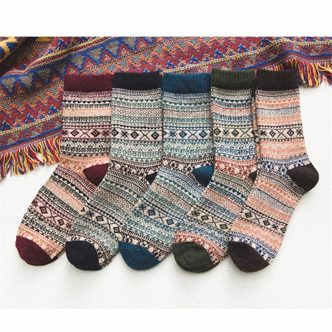 Jewel Tone Bohemian Wool Blend Socks
