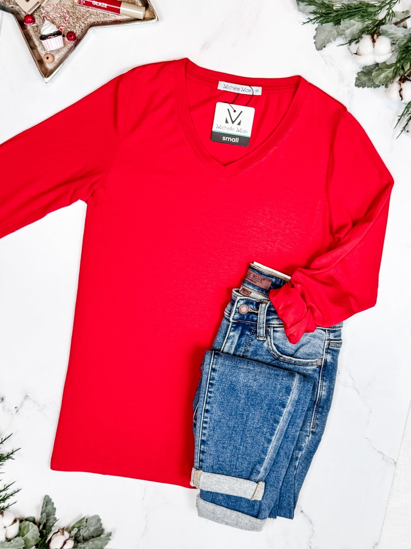 Larissa Long Sleeve Top- Red