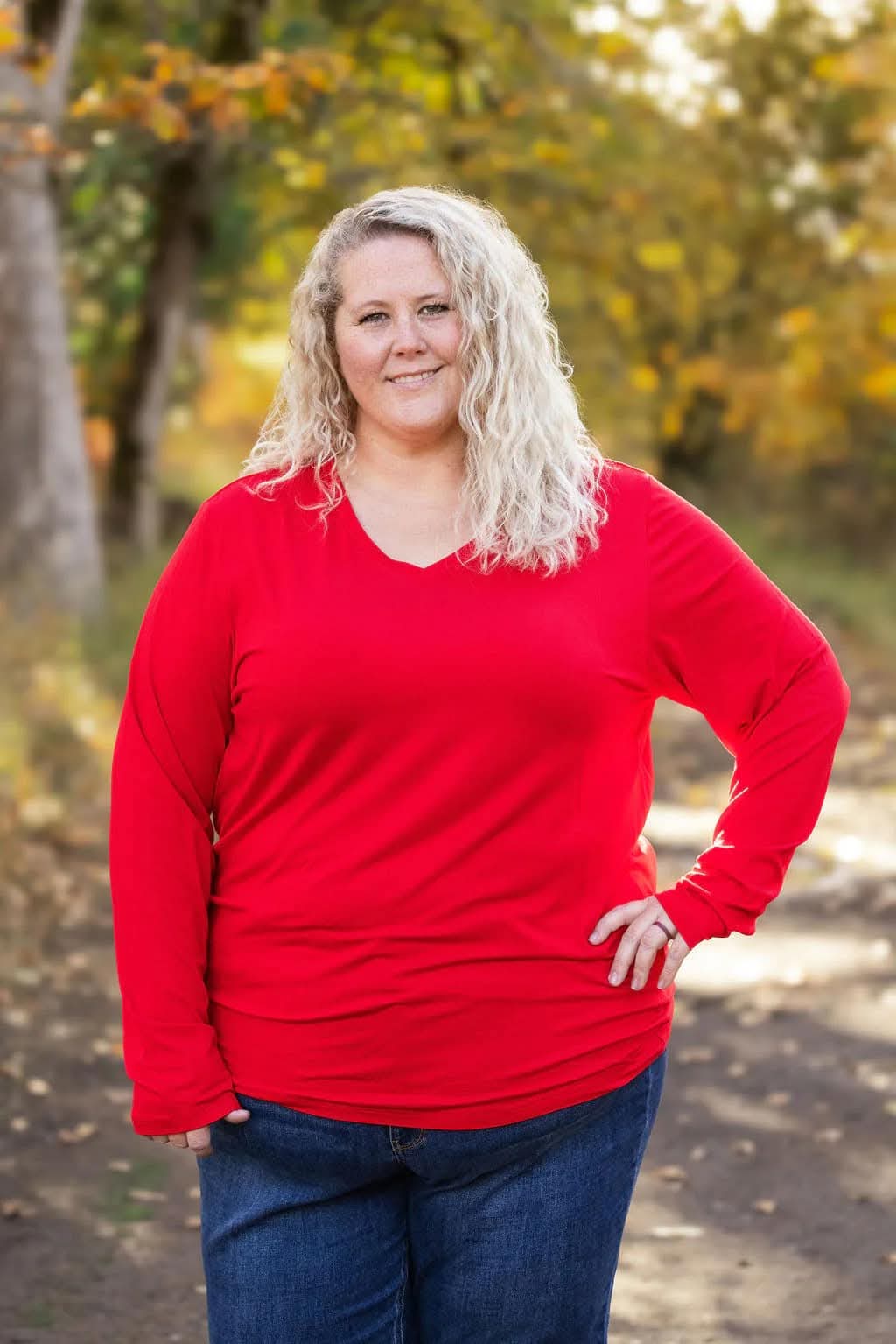 Larissa Long Sleeve Top- Red