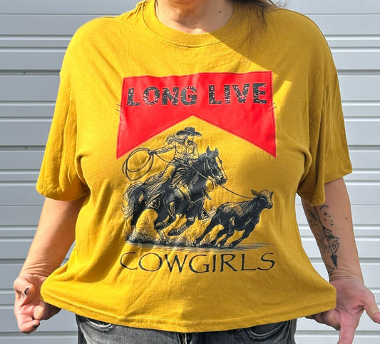 Long Live Cowgirls Boxy Tee- Dried Tobacco/Olive