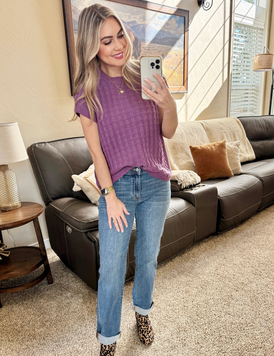 Kelly Knitted Top - Purple