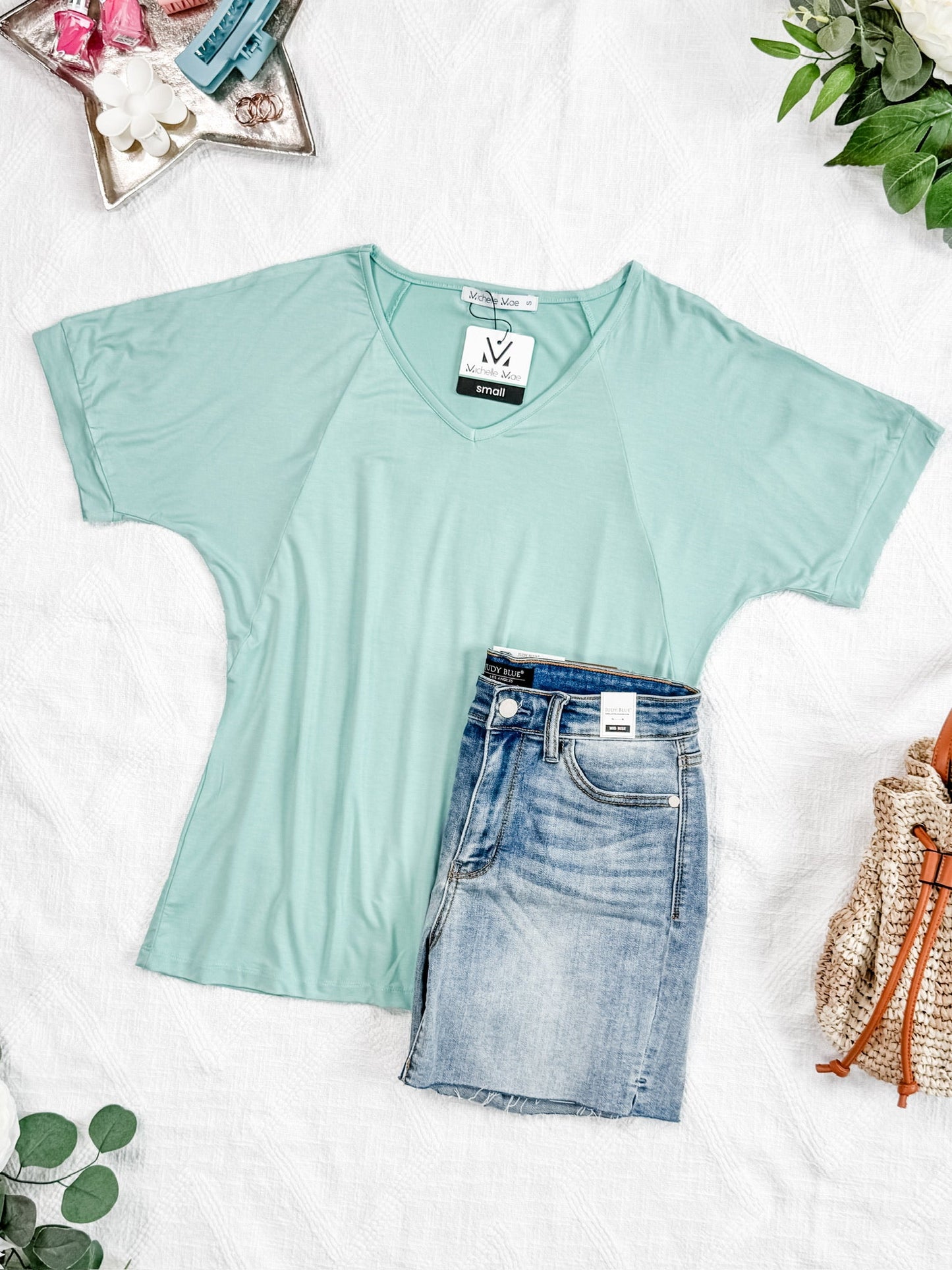 IN STOCK Bamboo V Neck Tee - Mint
