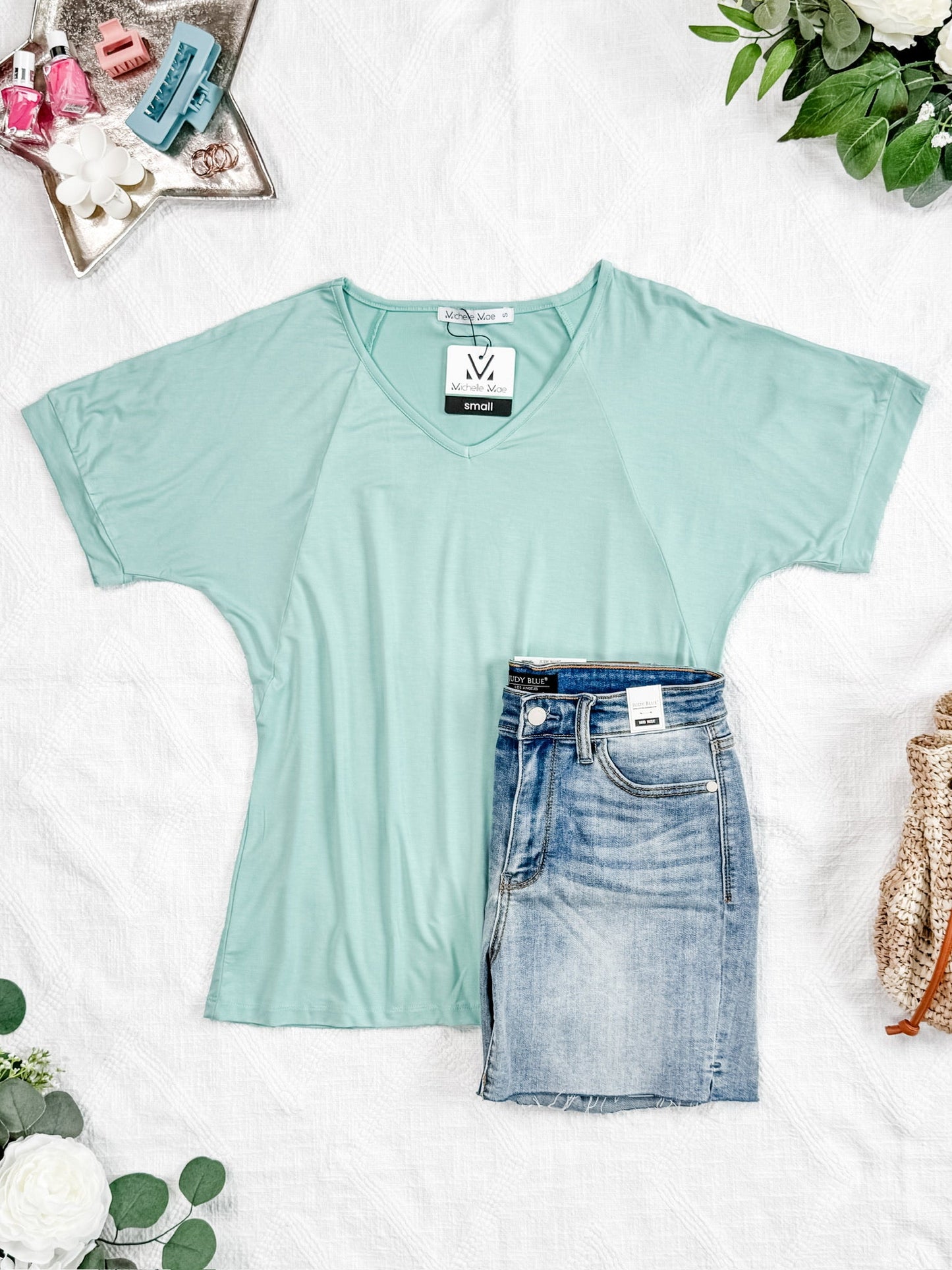 IN STOCK Bamboo V Neck Tee - Mint