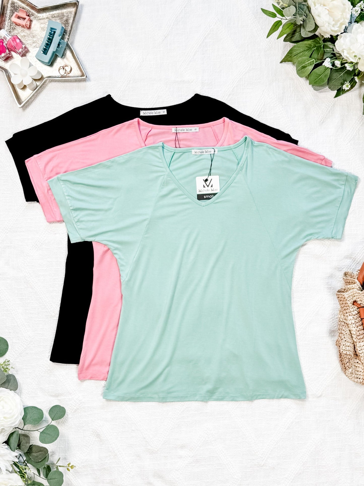 IN STOCK Bamboo V Neck Tee - Black
