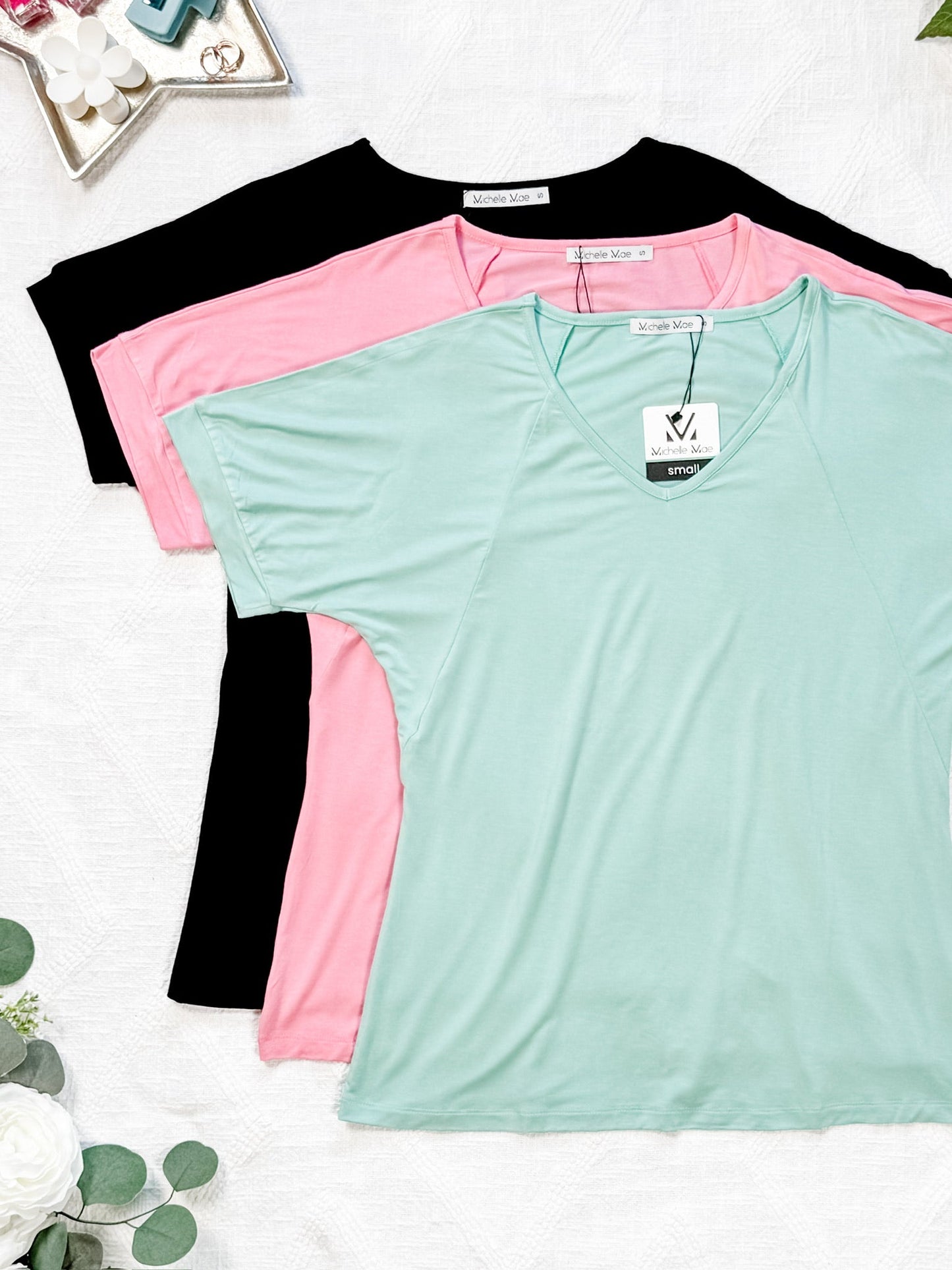 IN STOCK Bamboo V Neck Tee - Black