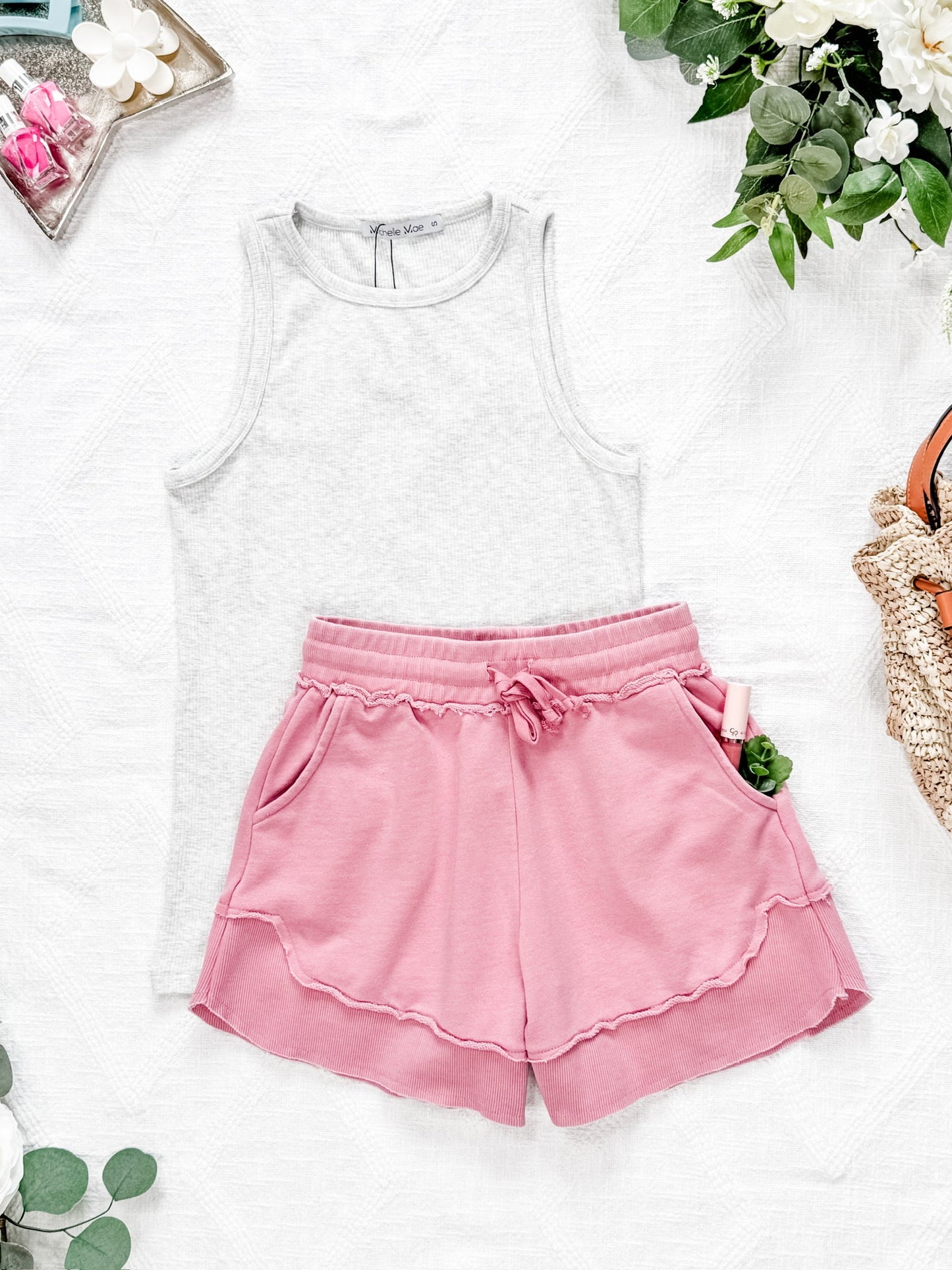 IN STOCK French Terry Stevie Shorts - Dusty Pink