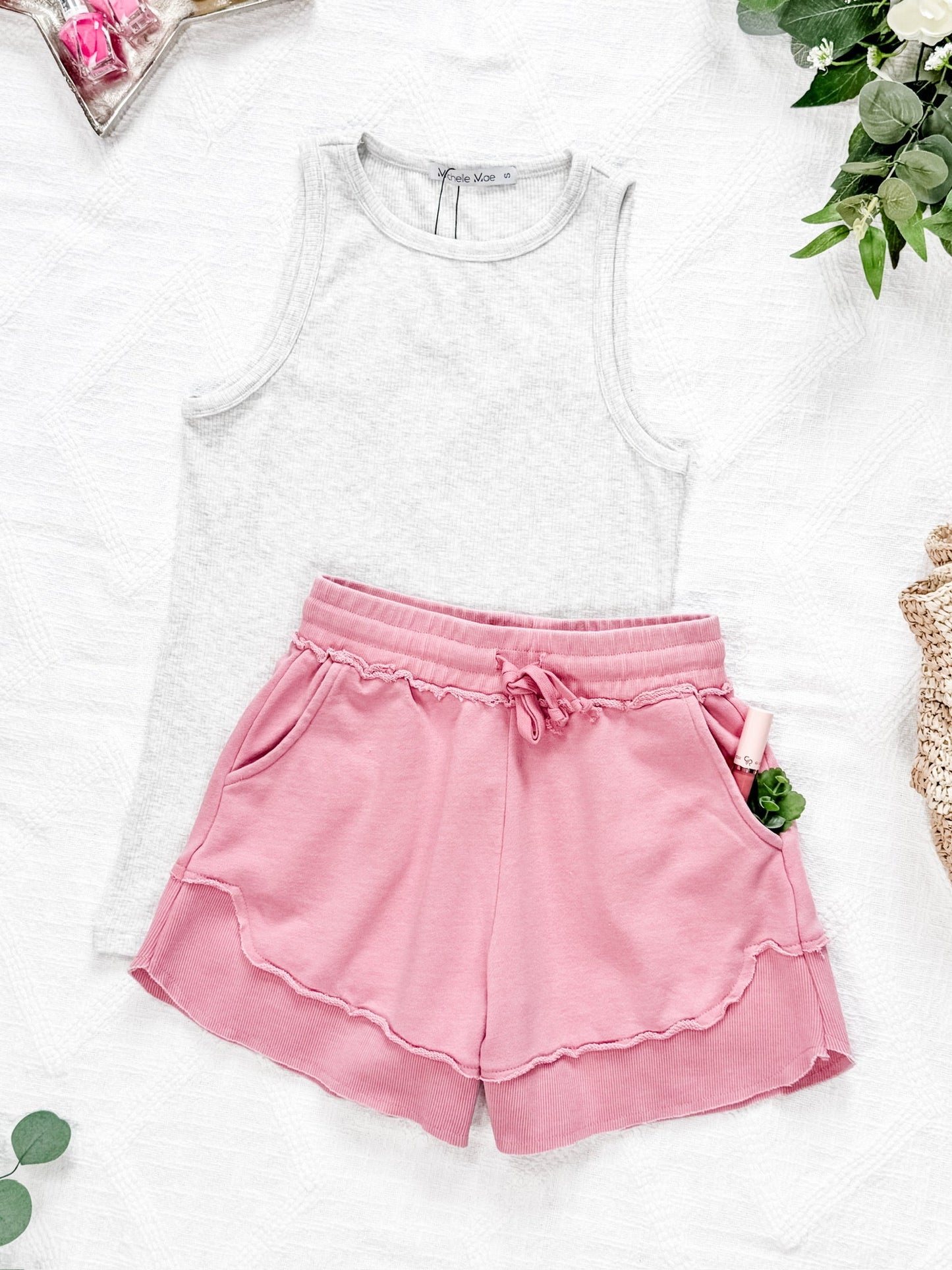 IN STOCK French Terry Stevie Shorts - Dusty Pink