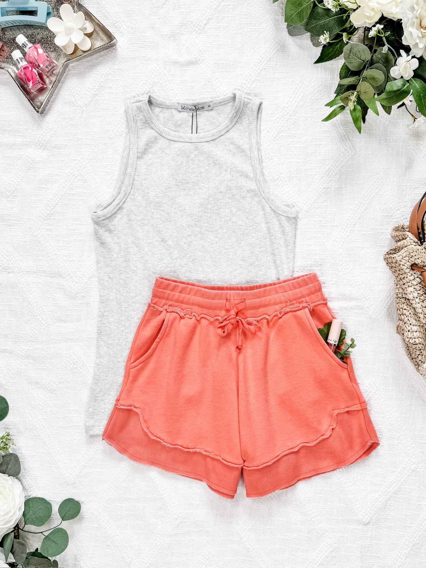 IN STOCK French Terry Stevie Shorts - Deep Coral